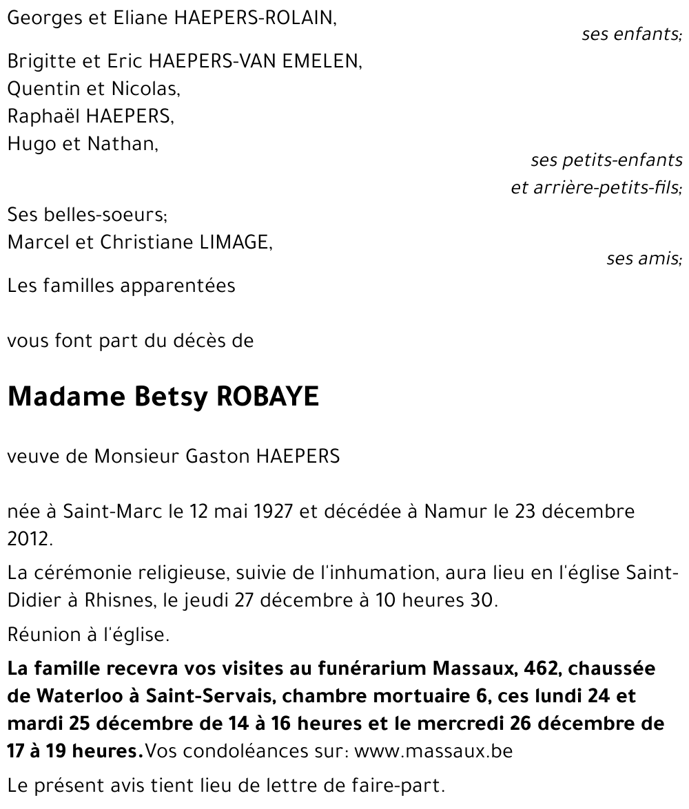 Betsy ROBAYE