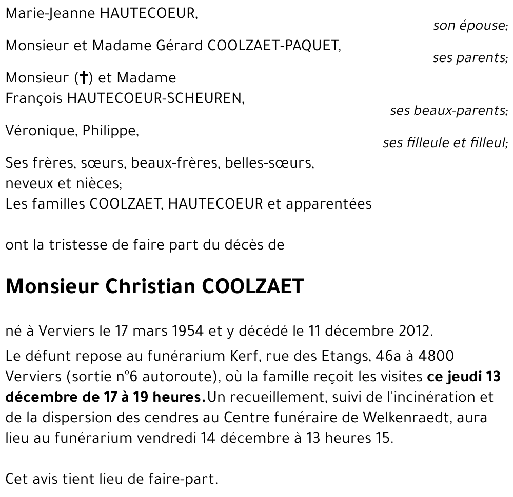 Christian COOLZAET