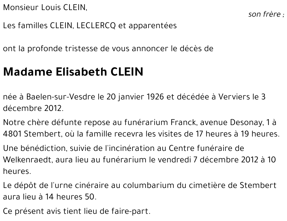 Elisabeth CLEIN