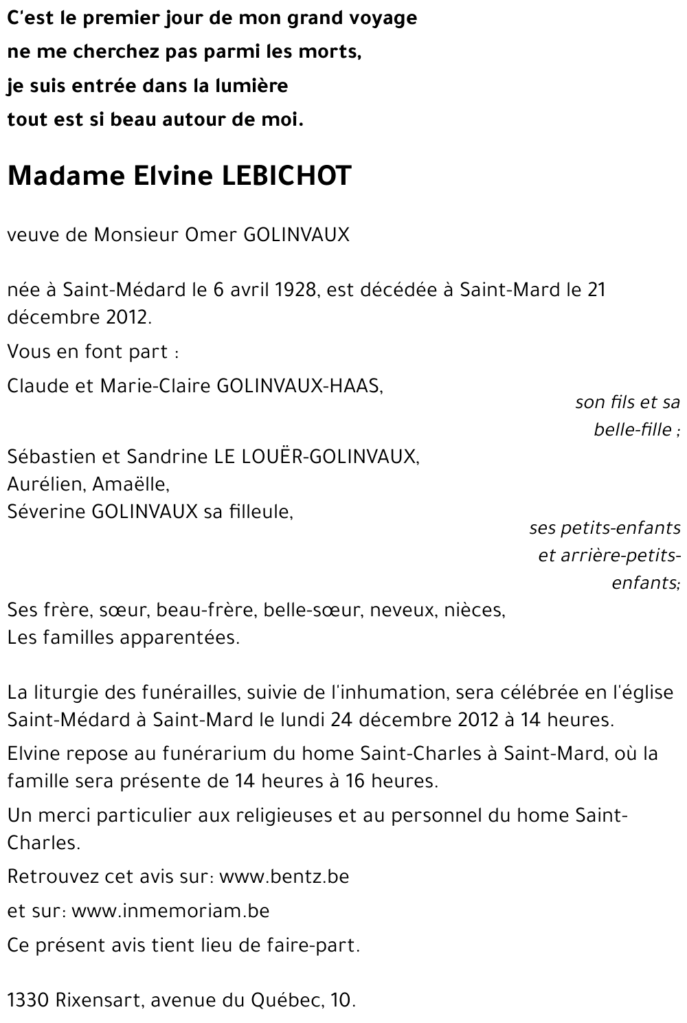 Elvine LEBICHOT