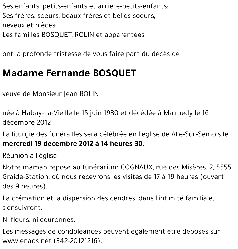 Fernande BOSQUET