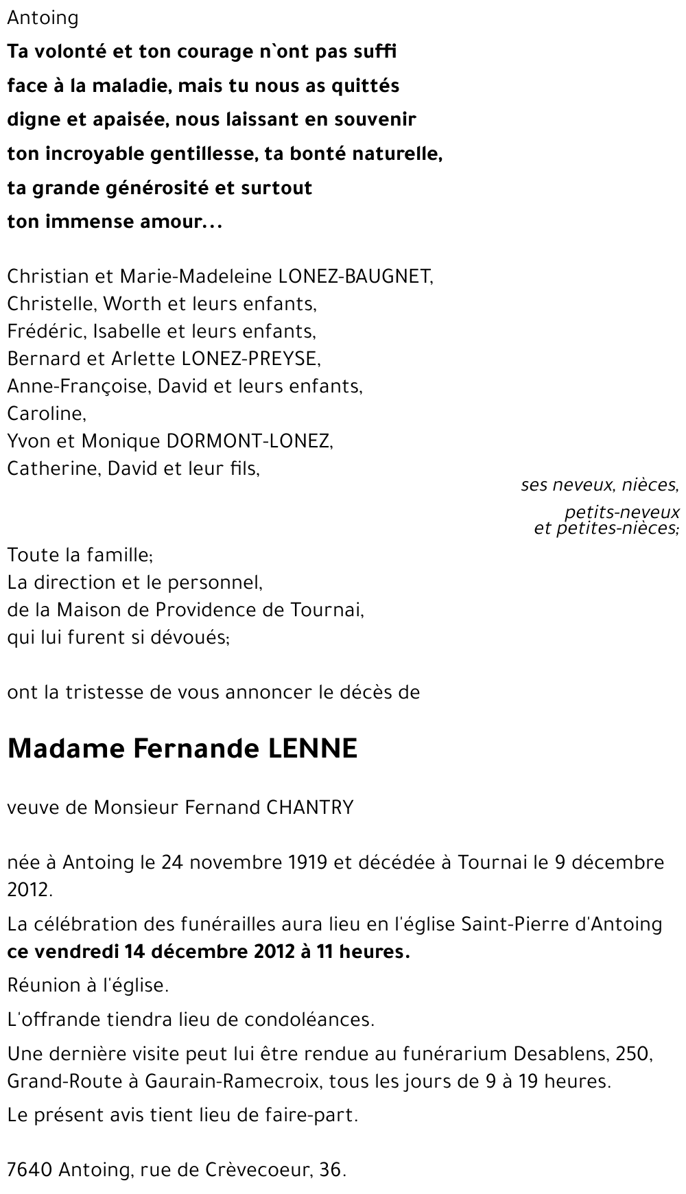 Fernande LENNE