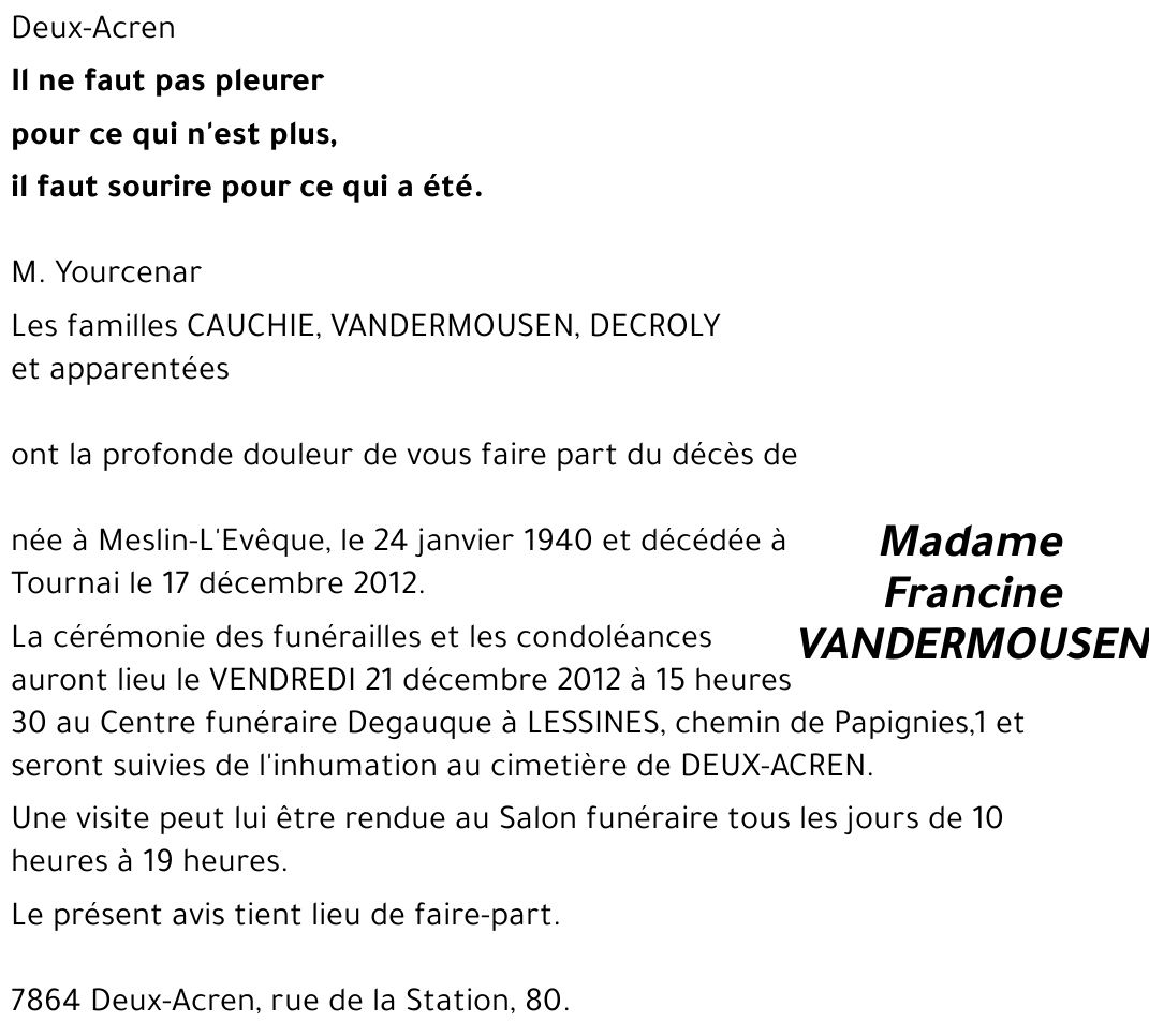 Francine VANDERMOUSEN