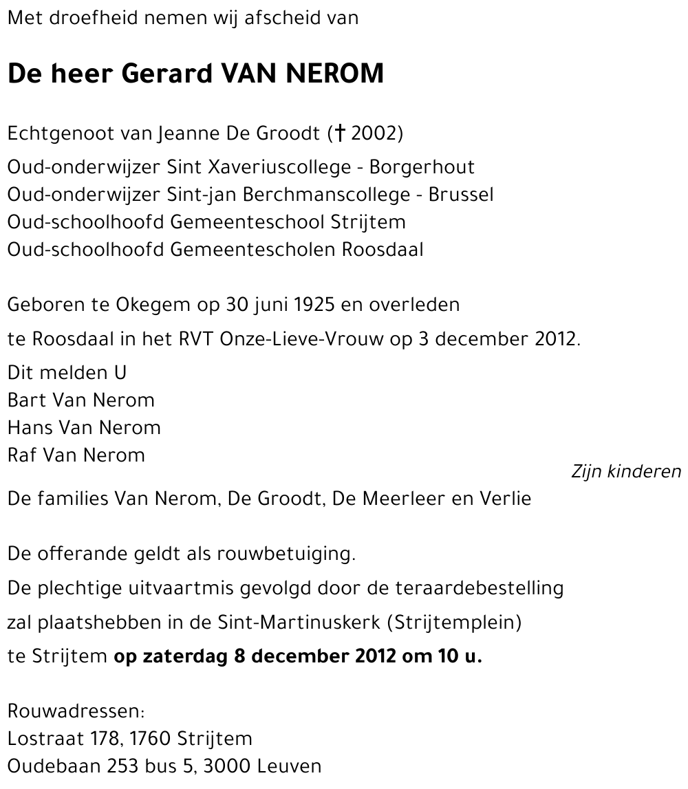 Gerard VAN NEROM