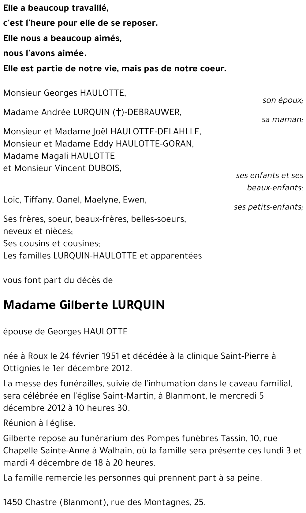 Gilberte LURQUIN