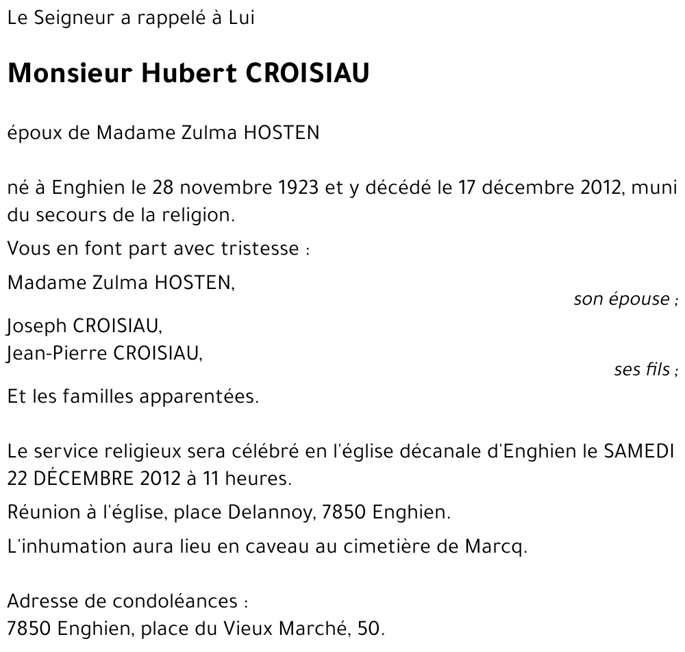 Hubert CROISIAU