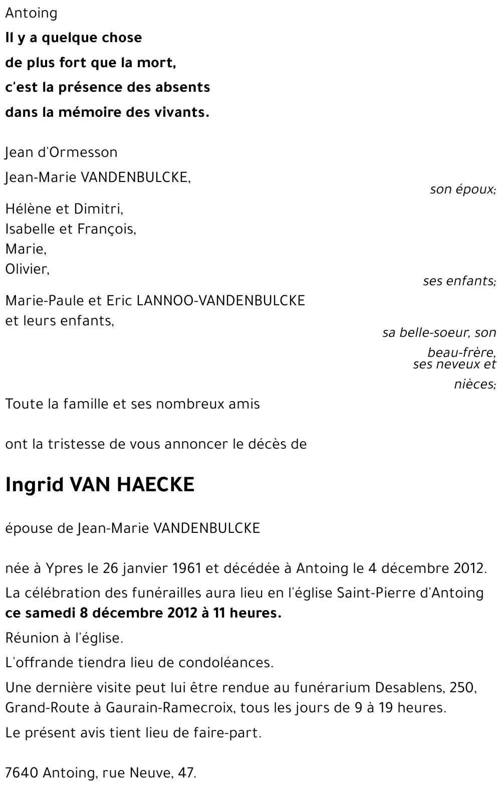Ingrid VAN HAECKE