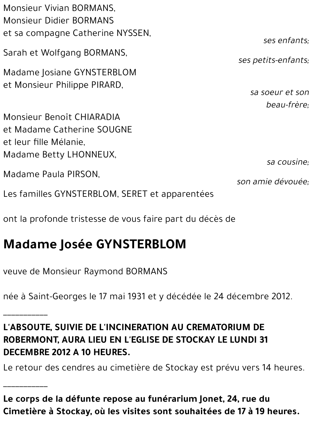 Josée GYNSTERBLOM