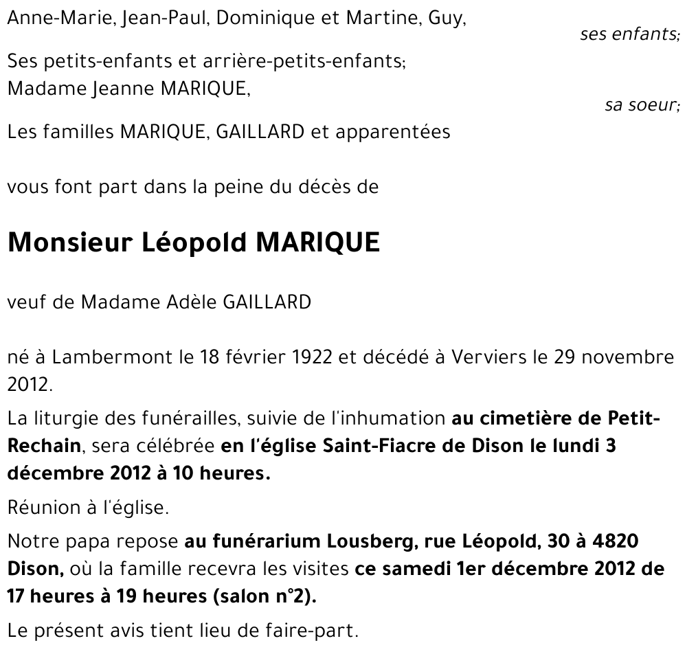 Léopold MARIQUE