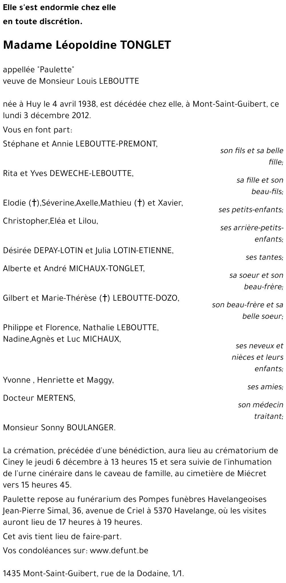 Léopoldine TONGLET