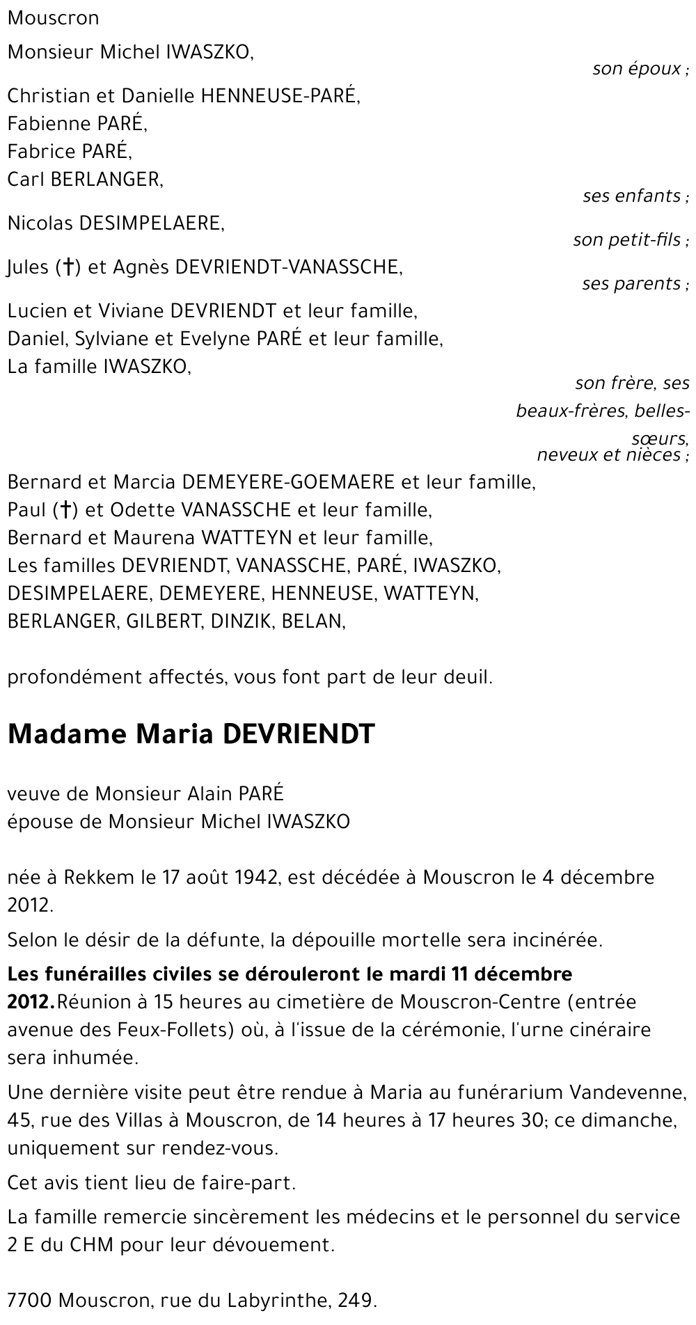 Maria DEVRIENDT