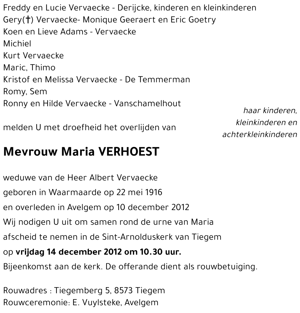 Maria VERHOEST