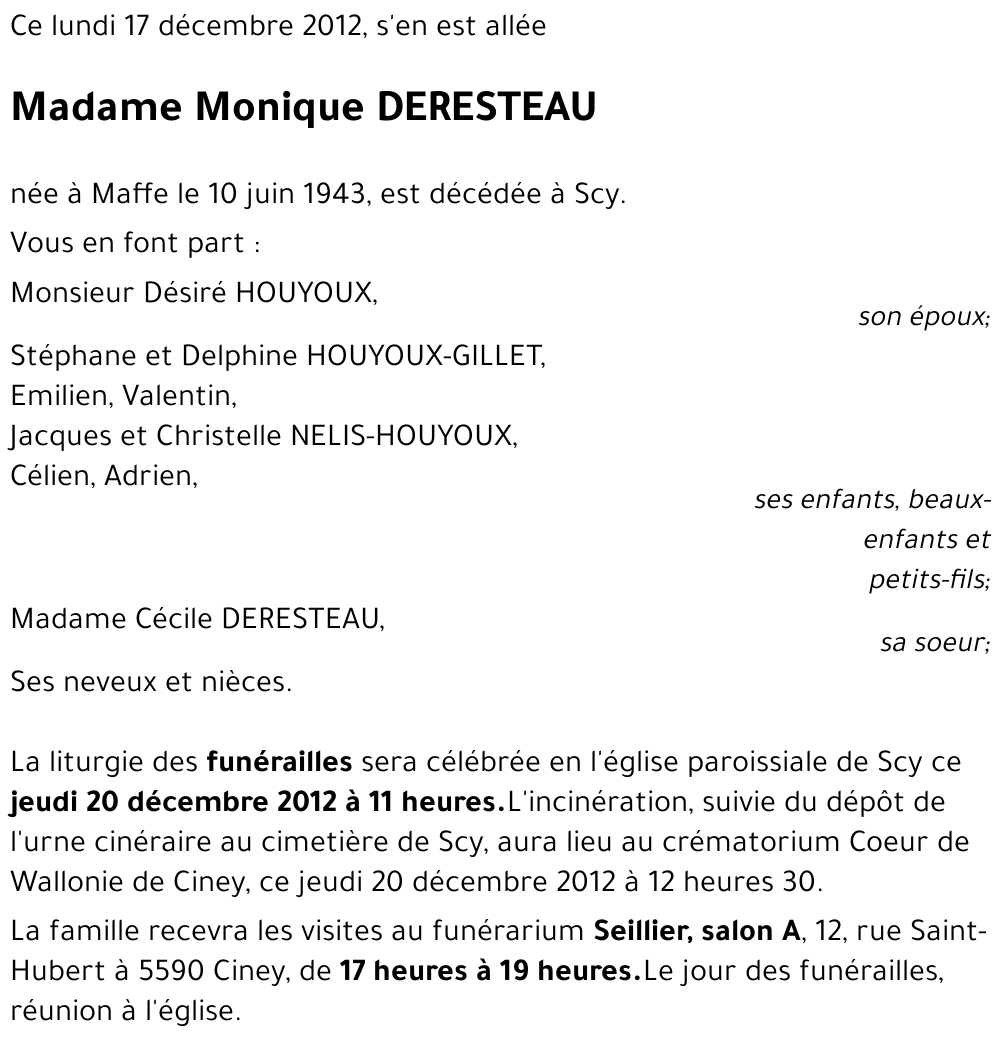 Monique DERESTEAU