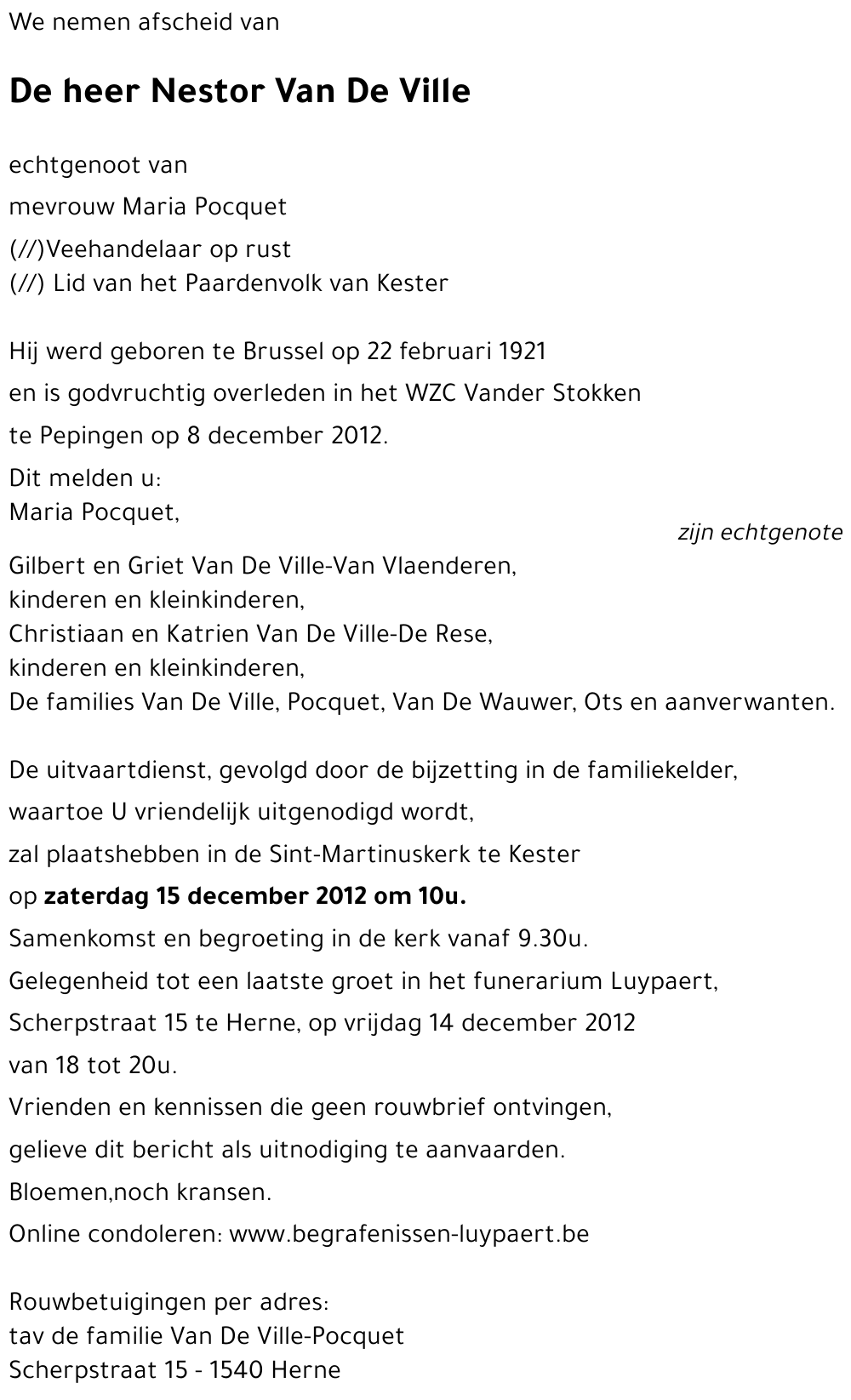 Nestor Van De Ville