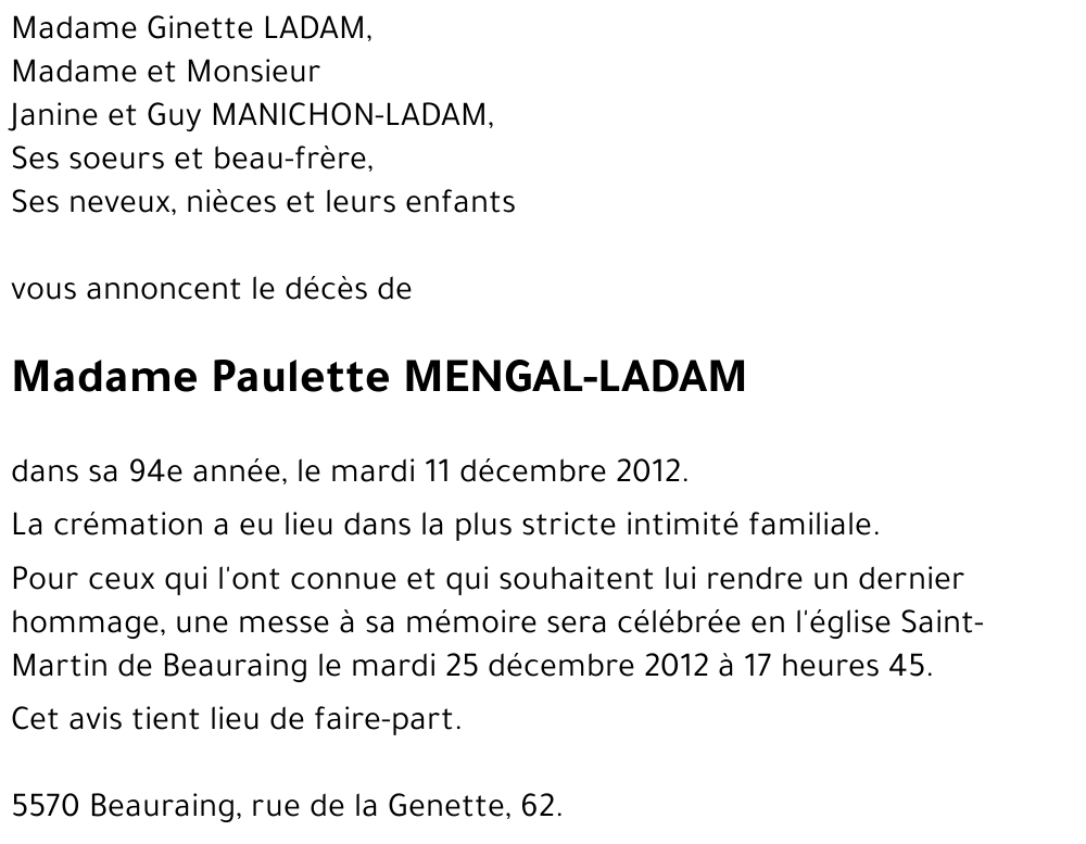 Paulette MENGAL-LADAM