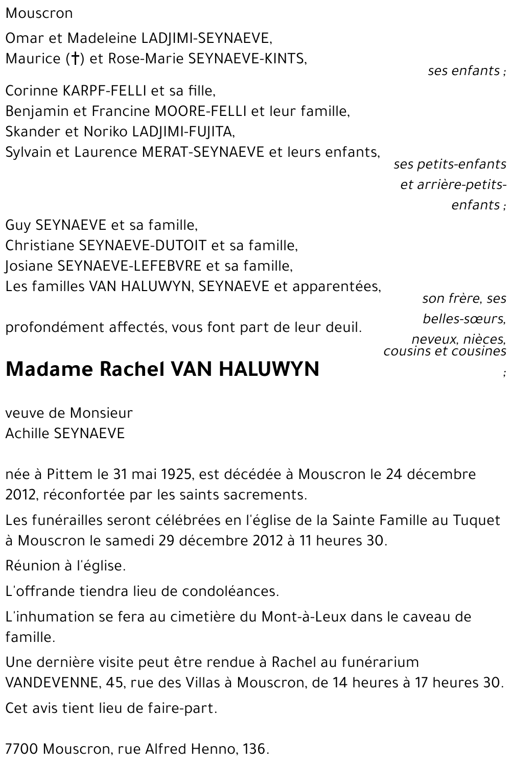 Rachel VAN HALUWYN