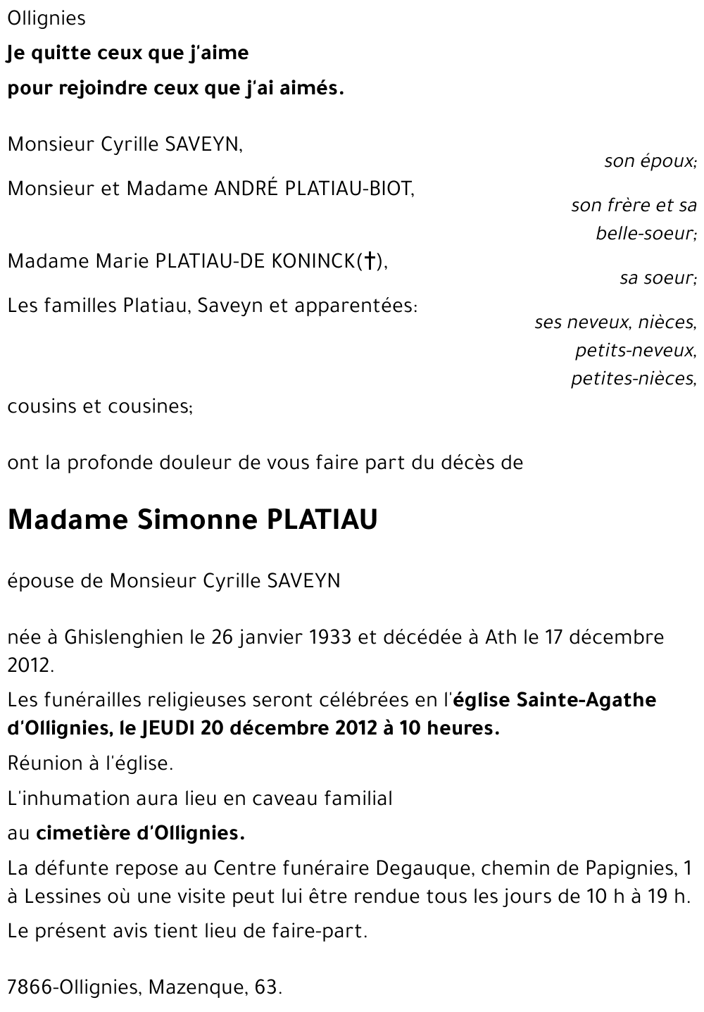 Simonne PLATIAU