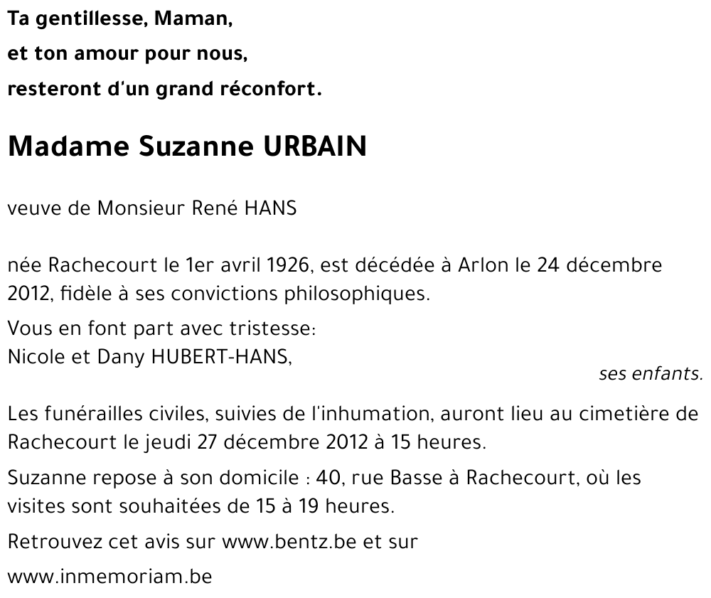 Suzanne URBAIN