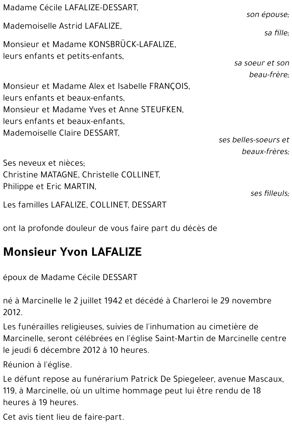 Yvon LAFALIZE