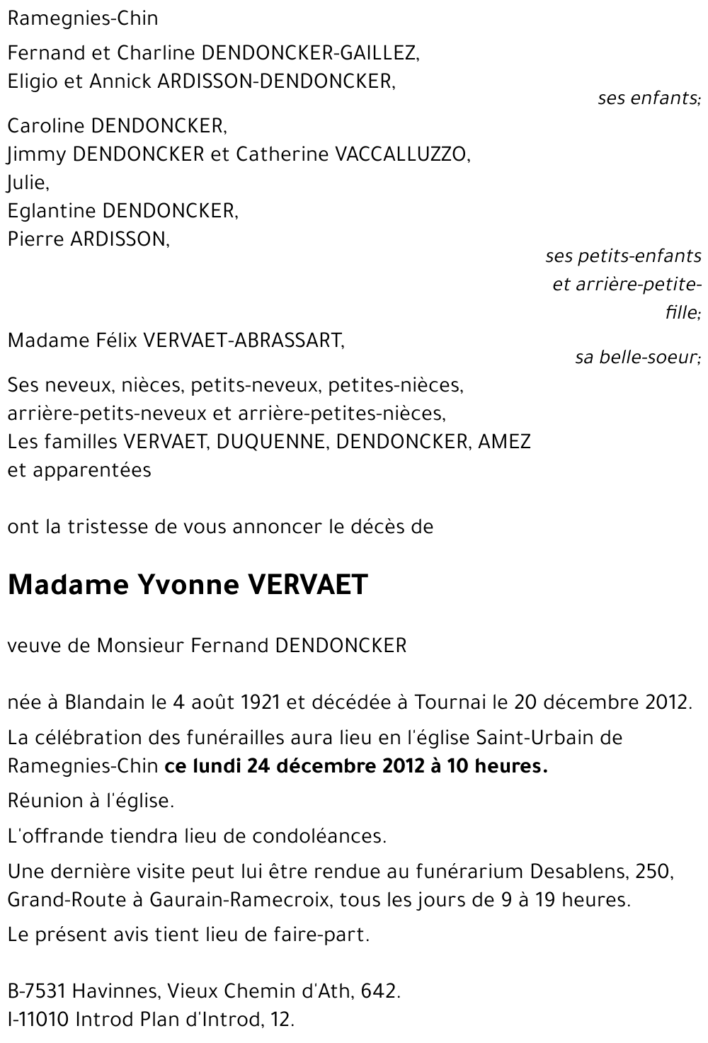 Yvonne VERVAET