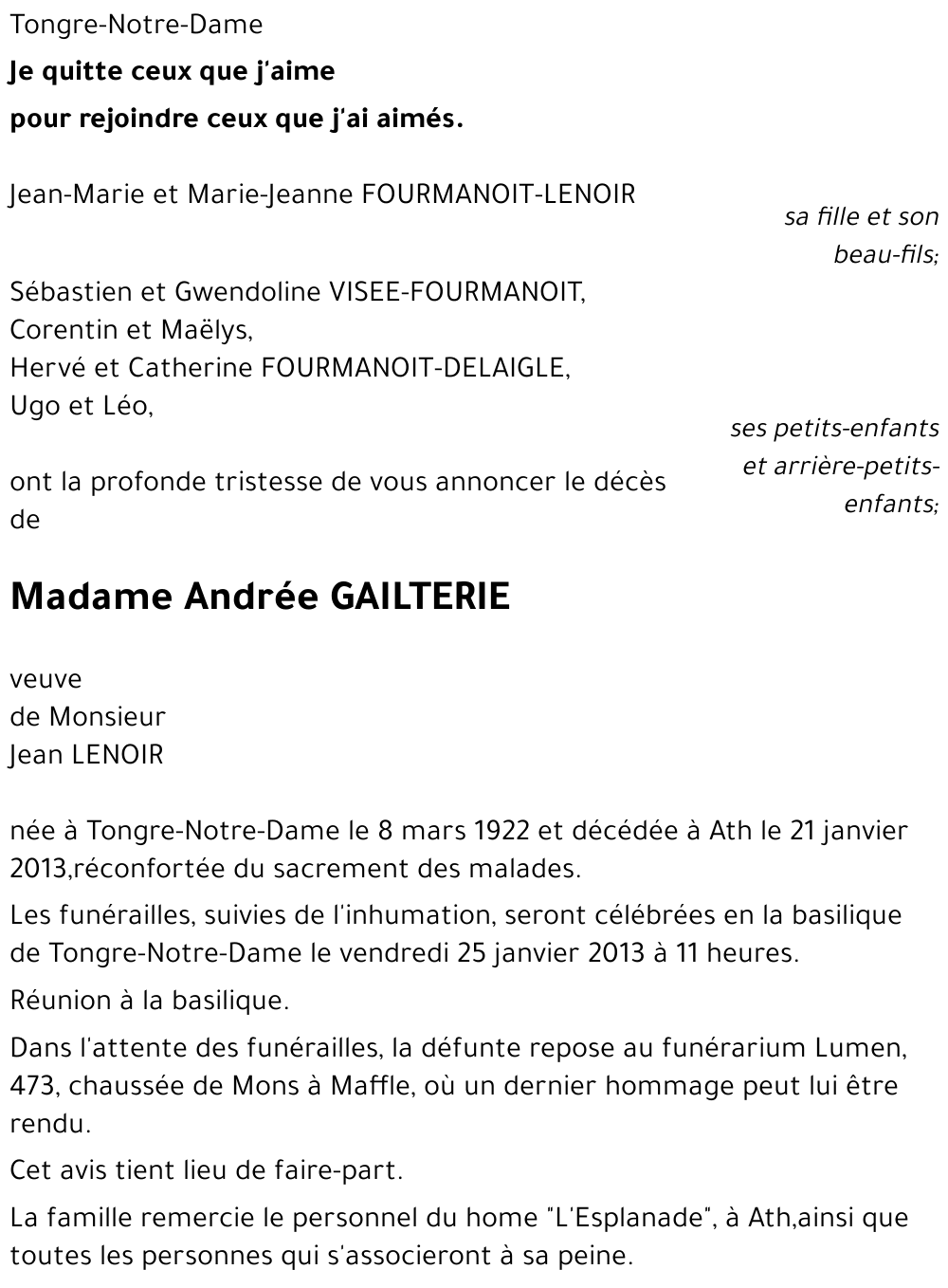 Andrée GAILTERIE