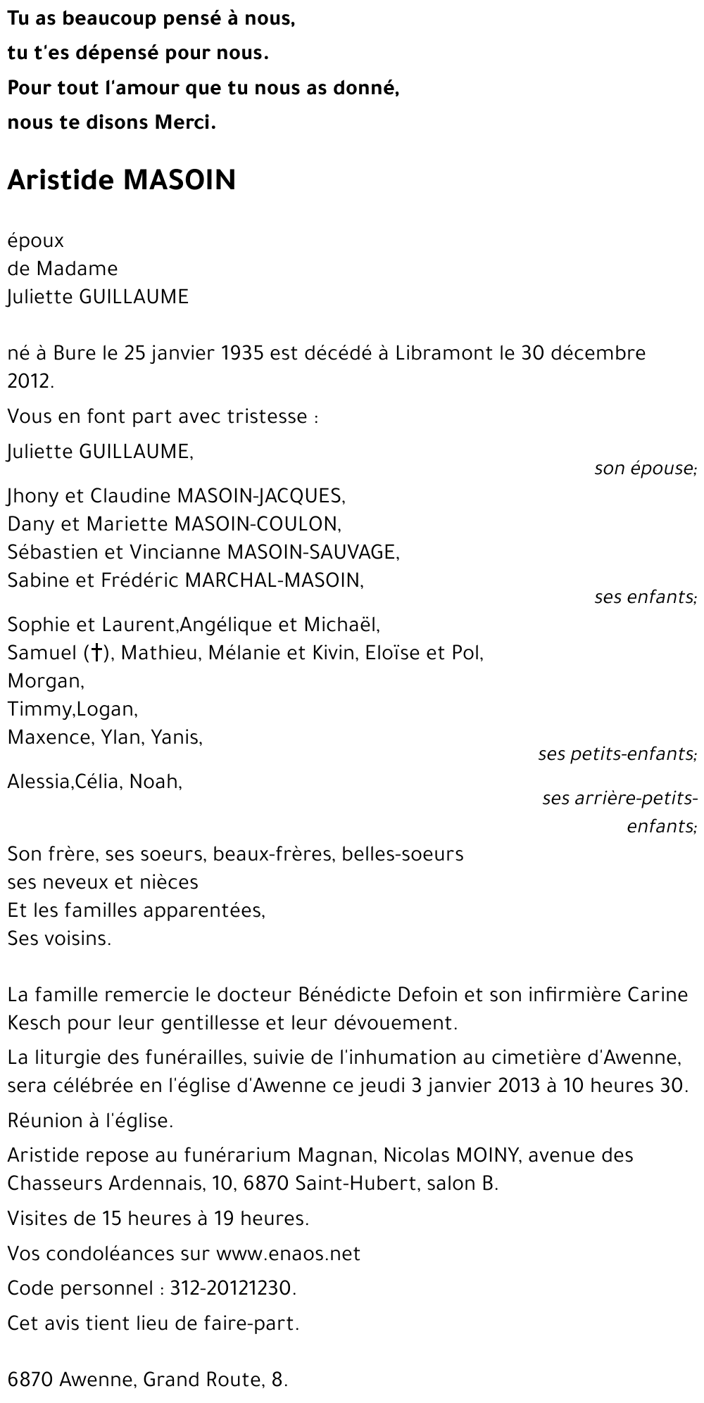 Aristide MASOIN