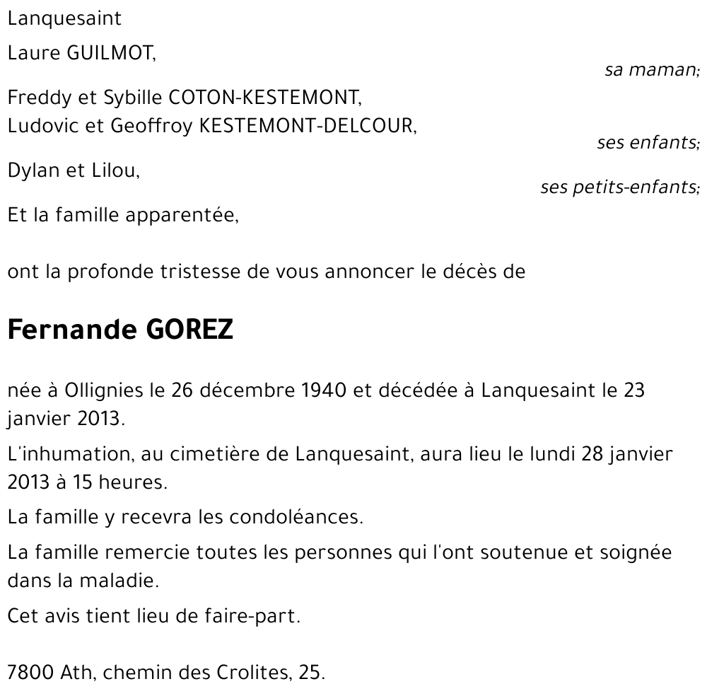 Fernande GOREZ