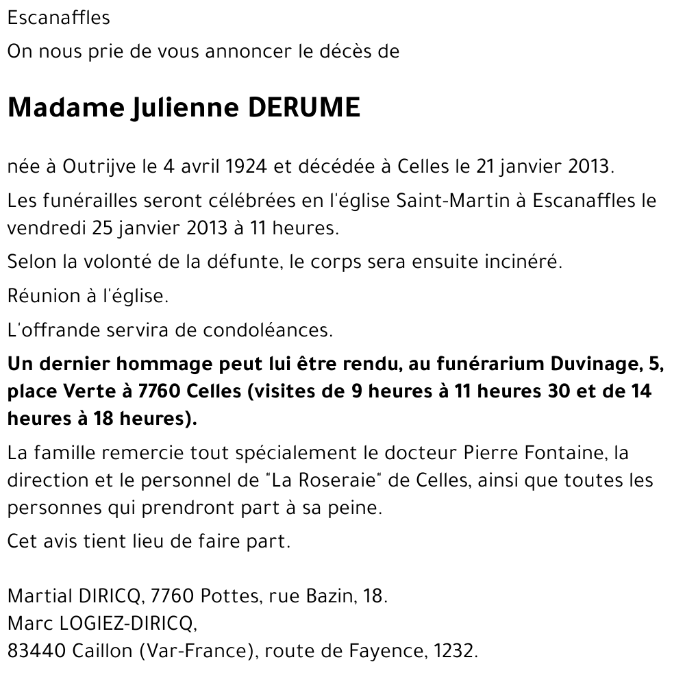 Julienne DERUME