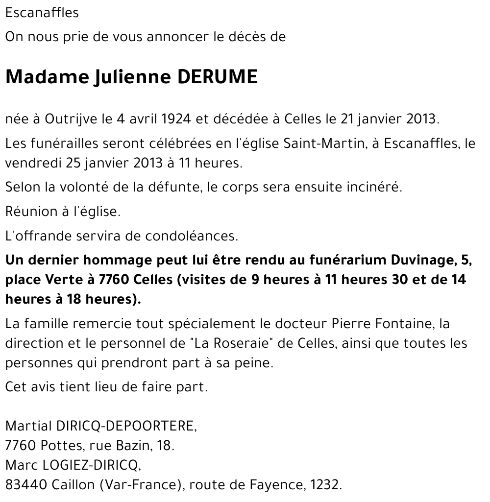 Julienne DERUME