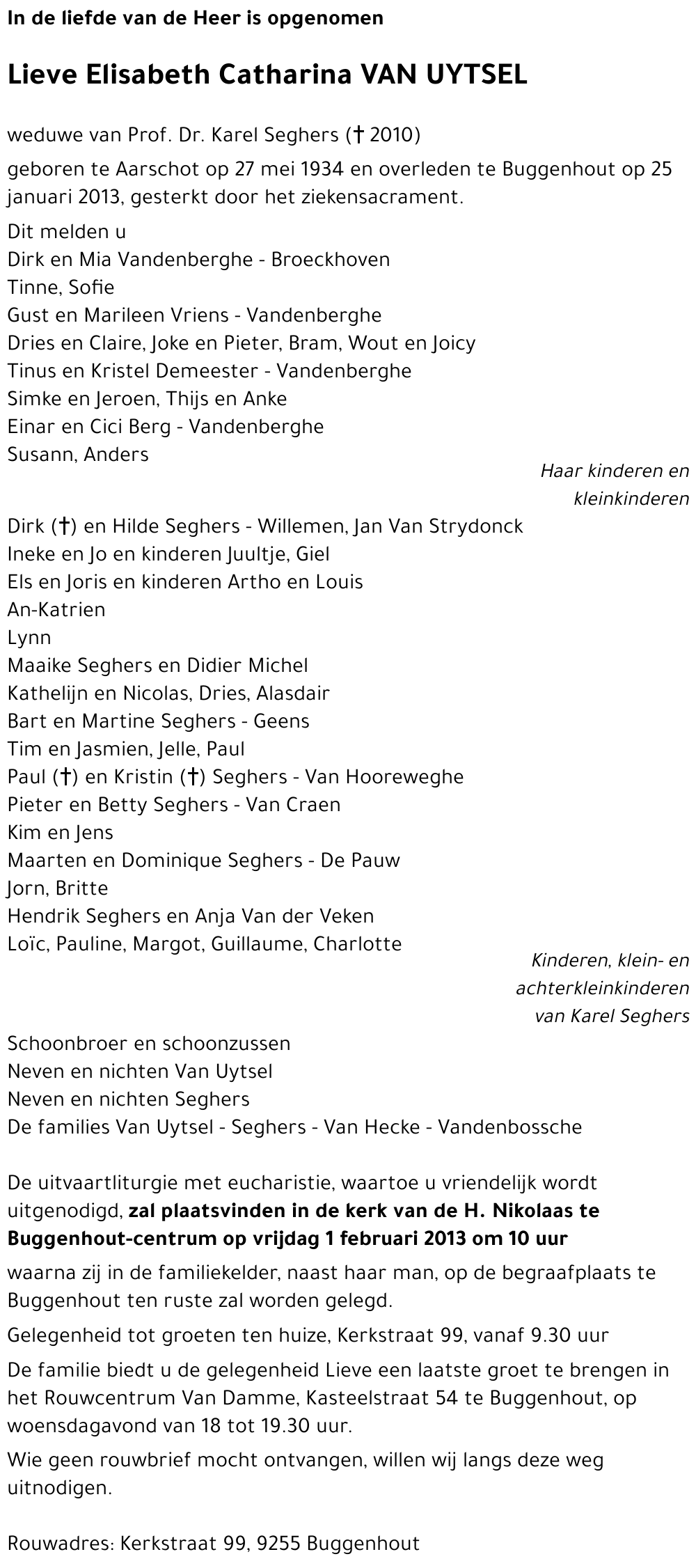 Lieve Elisabeth Catharina VAN UYTSEL