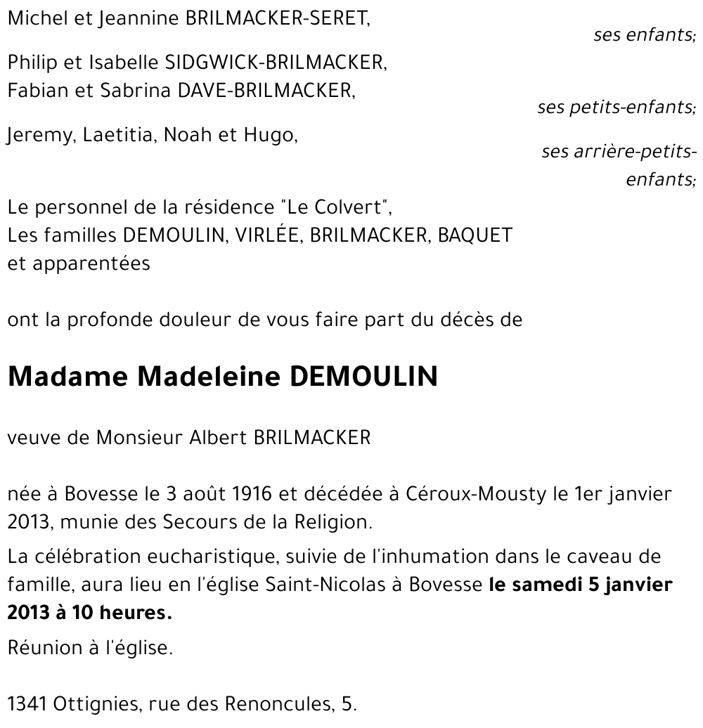 Madeleine DEMOULIN