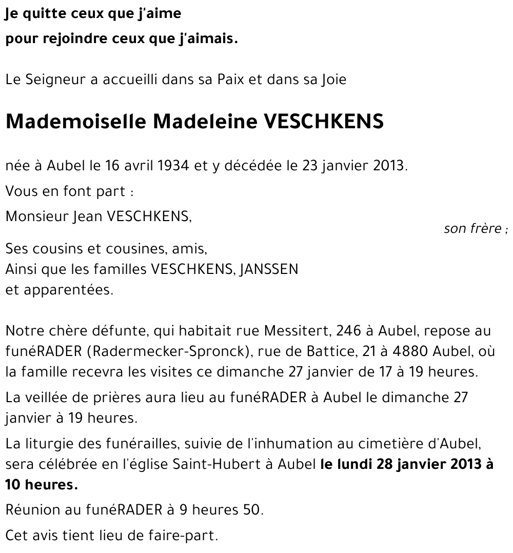 Madeleine VESCHKENS