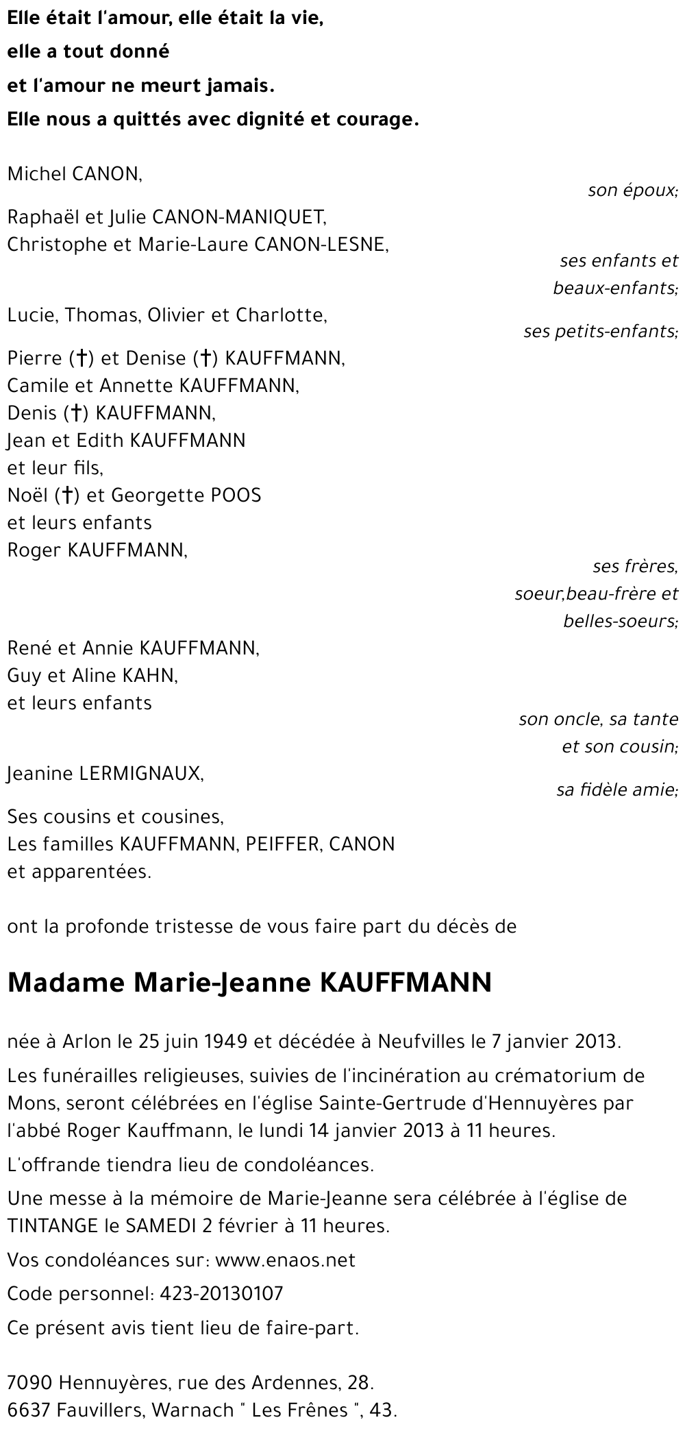 Marie-Jeanne KAUFFMANN