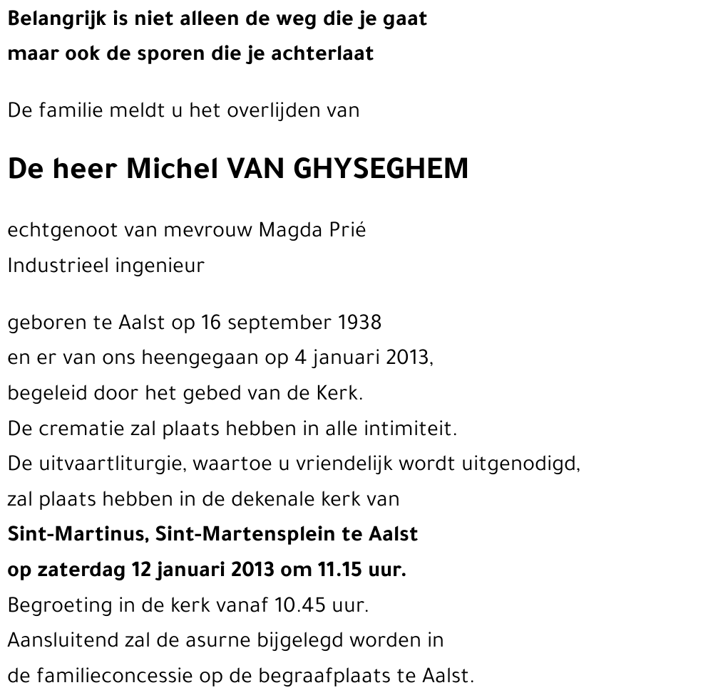 Michel VAN GHYSEGHEM