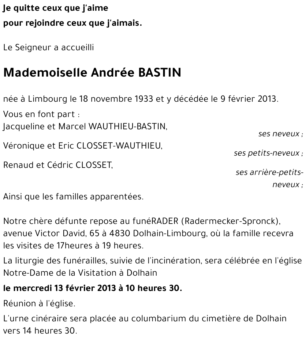 Andrée BASTIN