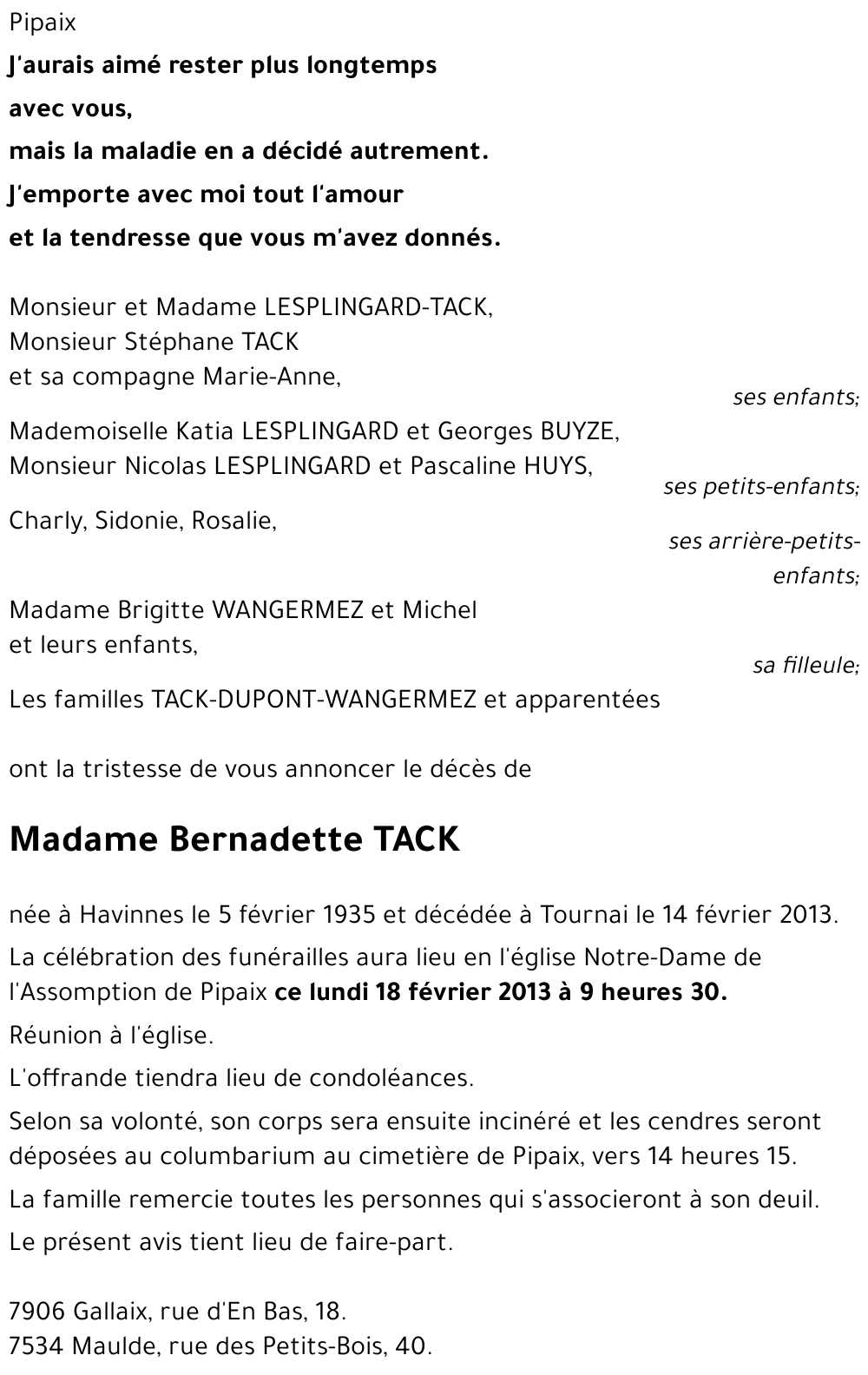 Bernadette TACK