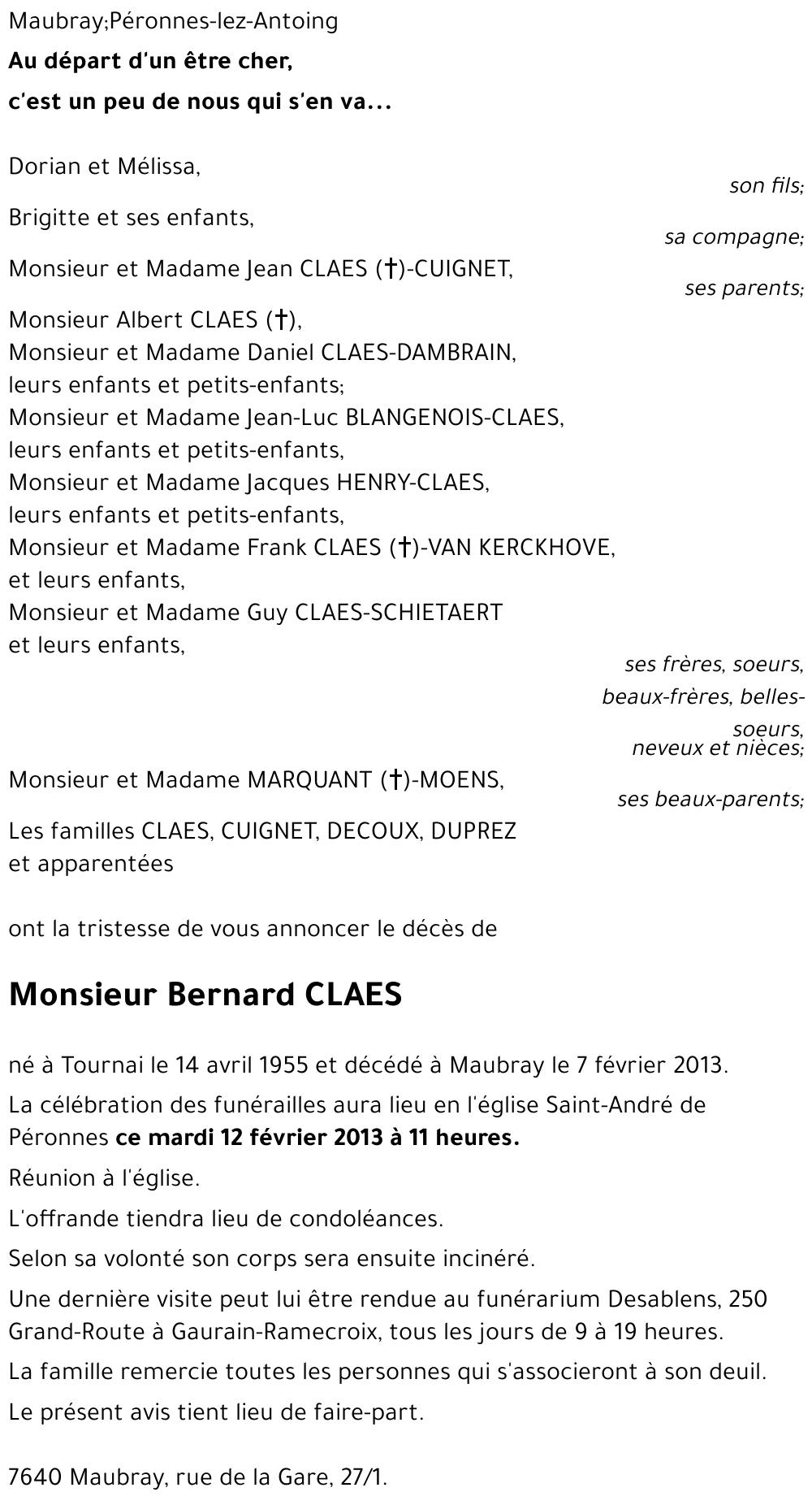 Bernard CLAES