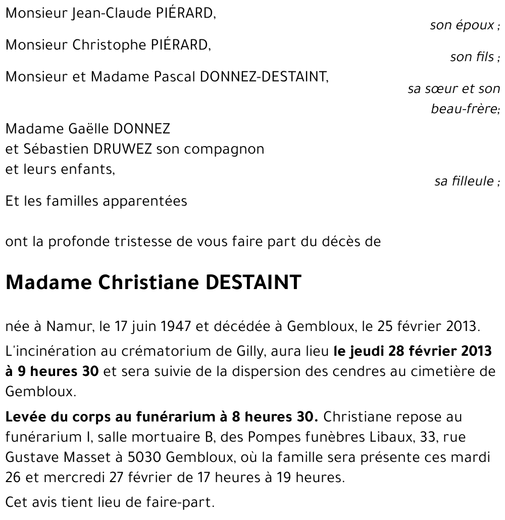 Christiane DESTAINT