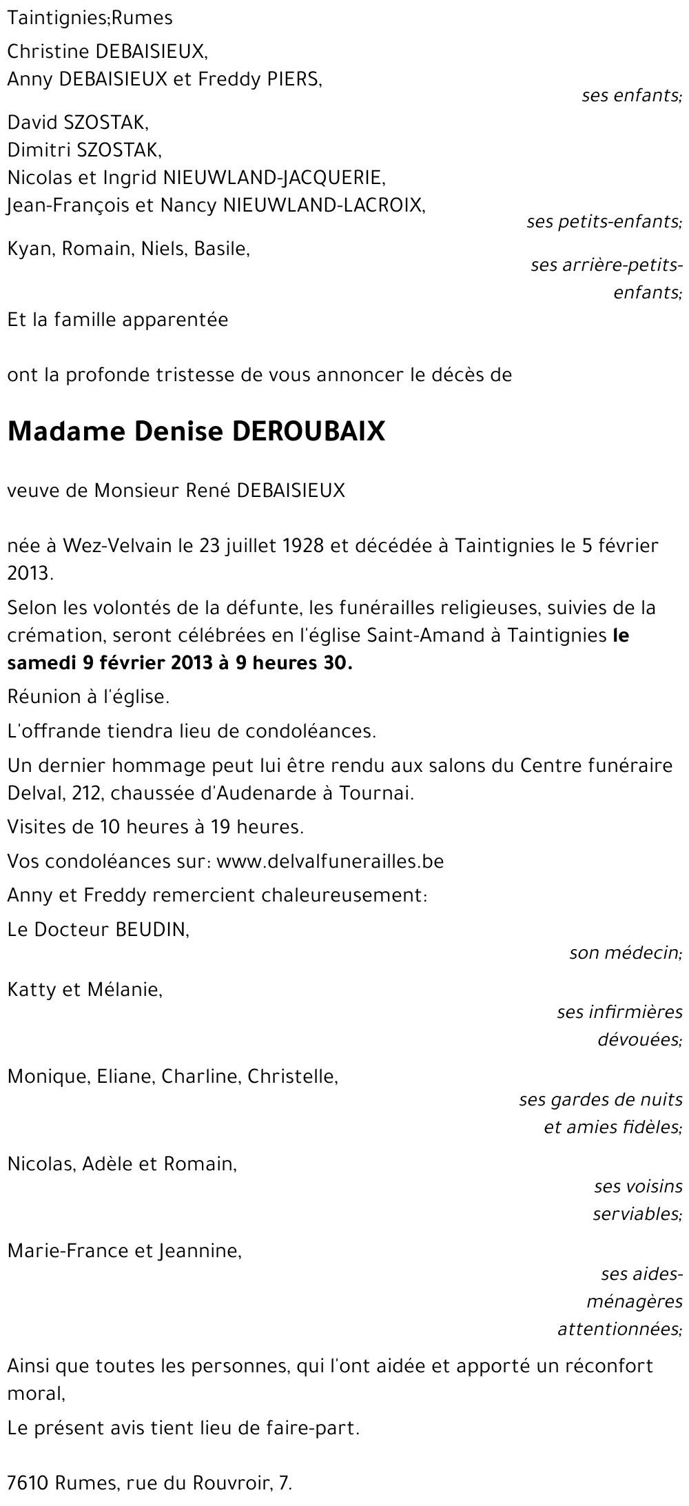 Denise DEROUBAIX