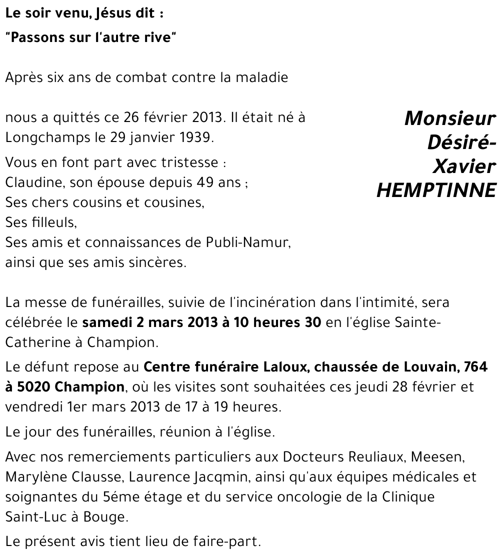 Désiré-Xavier HEMPTINNE