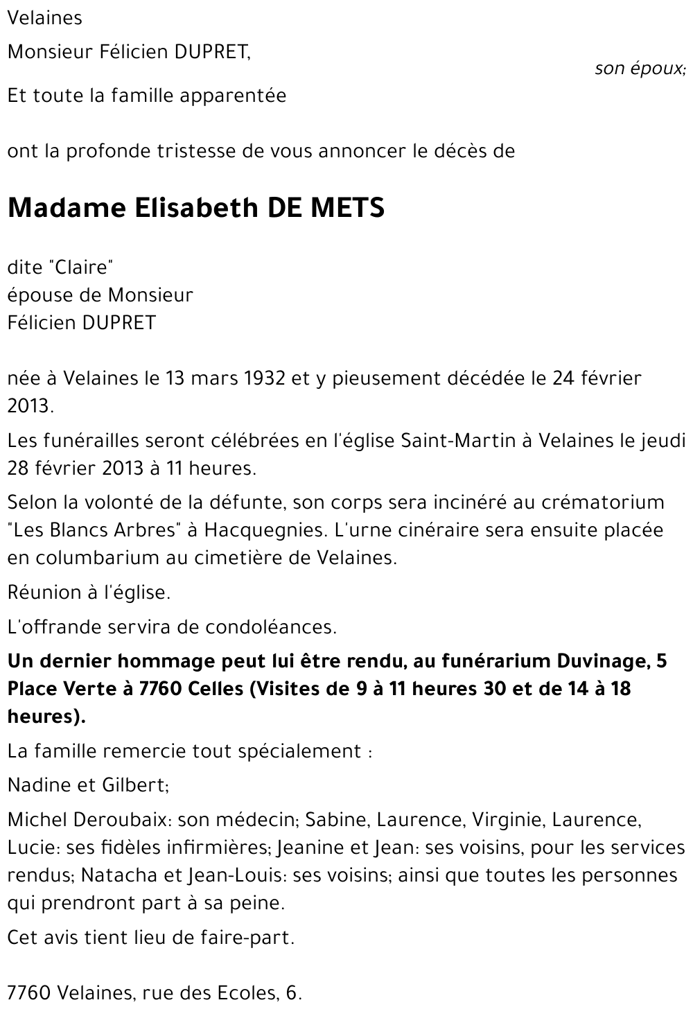 Elisabeth DE METS