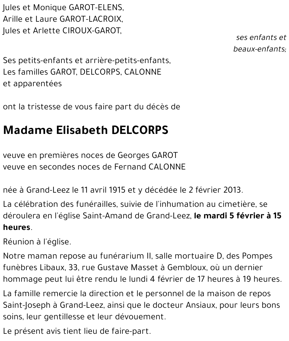 Elisabeth DELCORPS