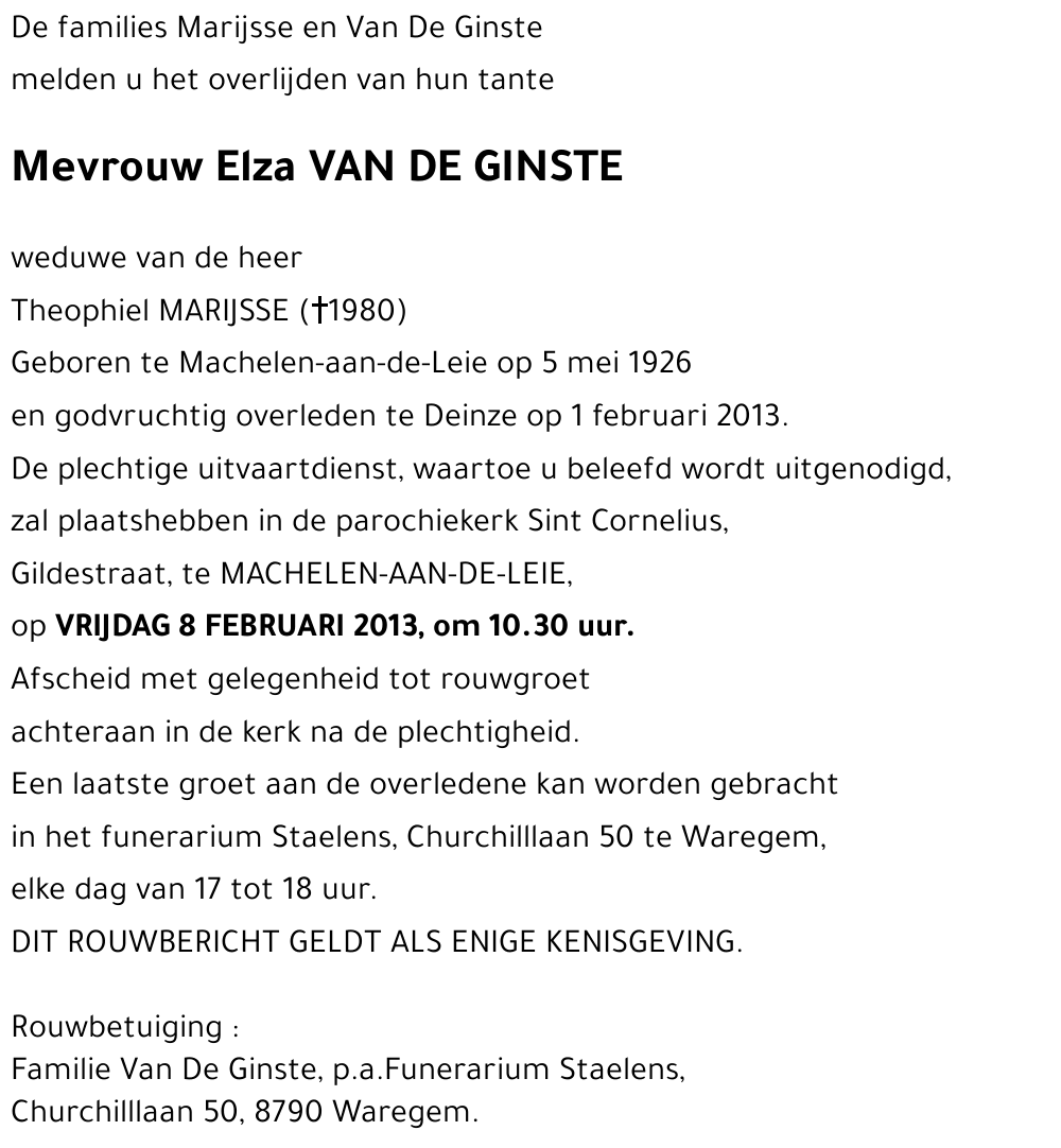 Elza VAN DE GINSTE