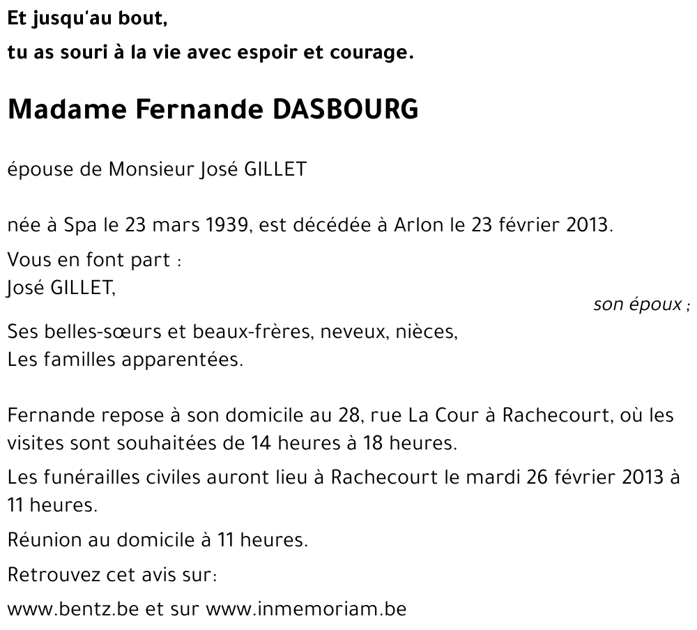 Fernande DASBOURG