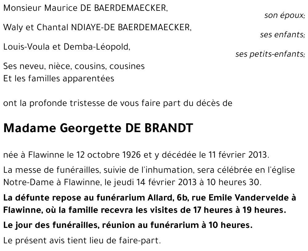 Georgette DE BRANDT