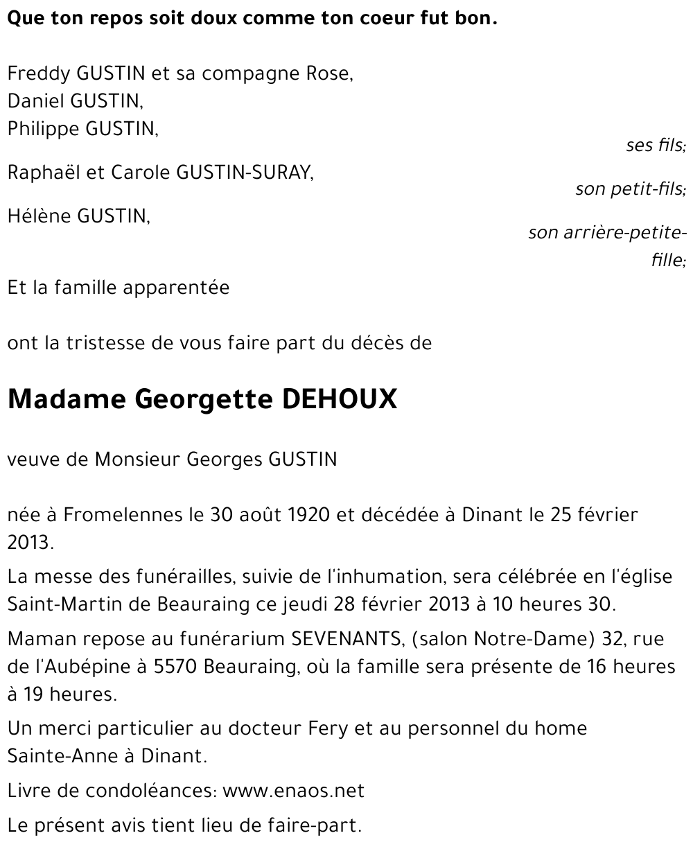 Georgette DEHOUX