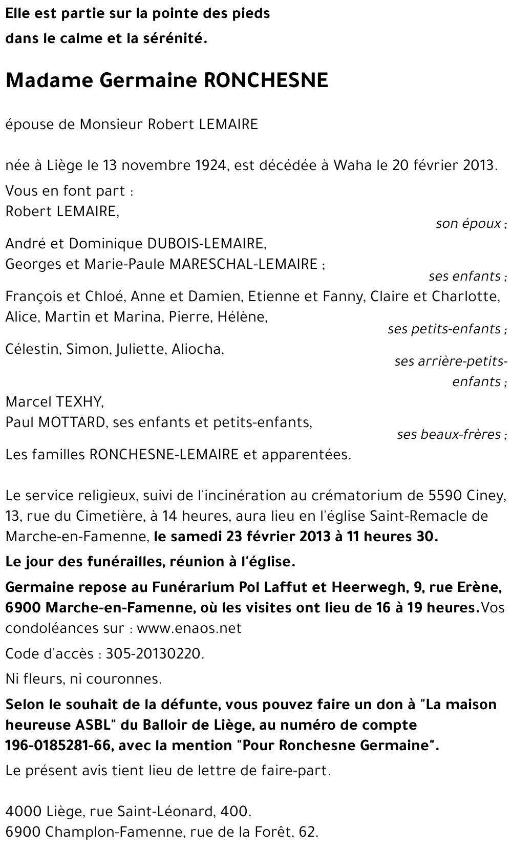 Germaine RONCHESNE