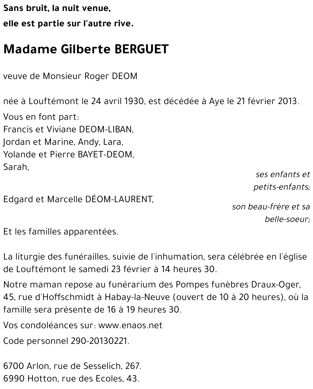 Gilberte BERGUET