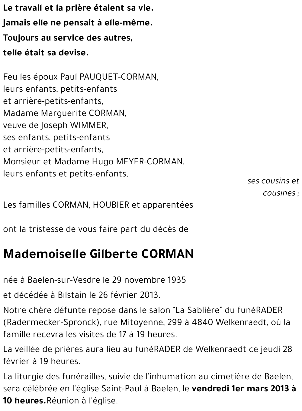 Gilberte CORMAN