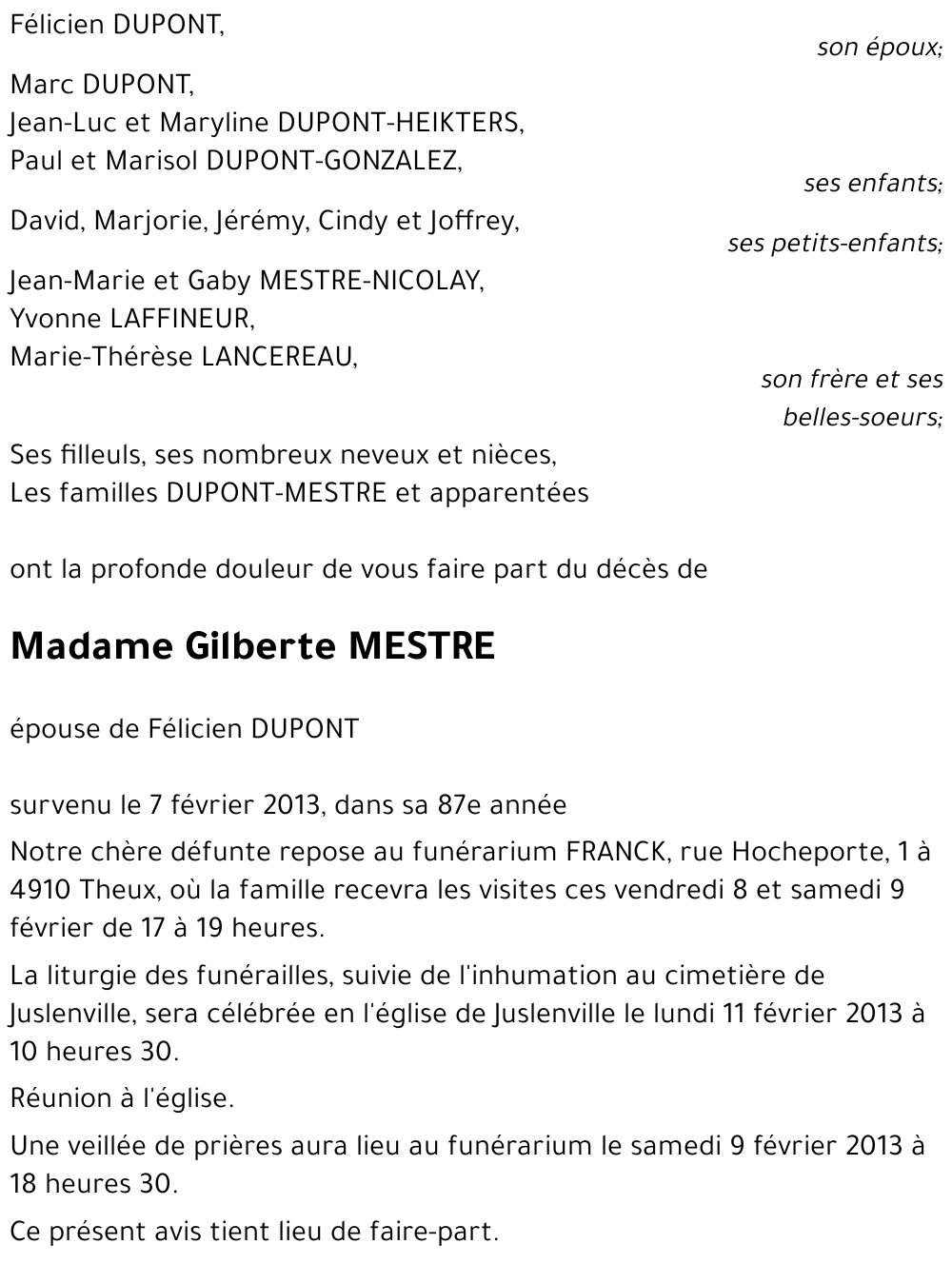 Gilberte MESTRE